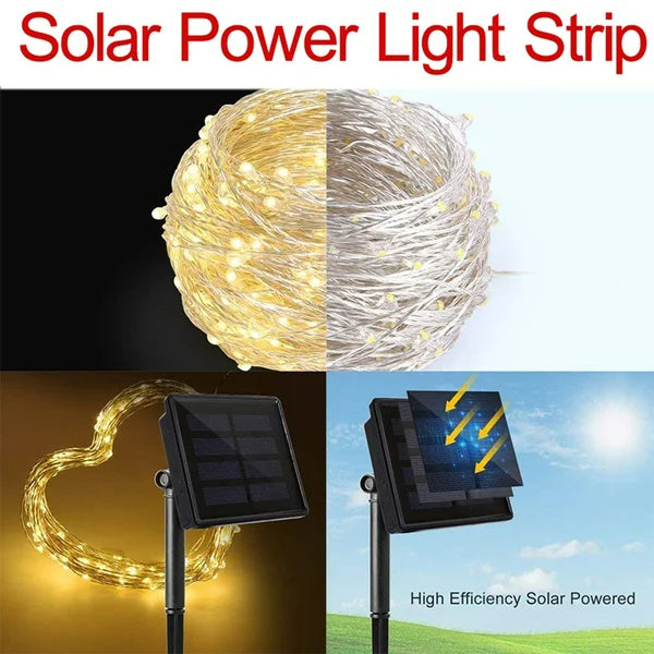 שרשרת תאורה סולארית לד 20 מטרים עם 200 נורות LED – חבילה של 2 (40 מטרים סך הכל)🌟☀️