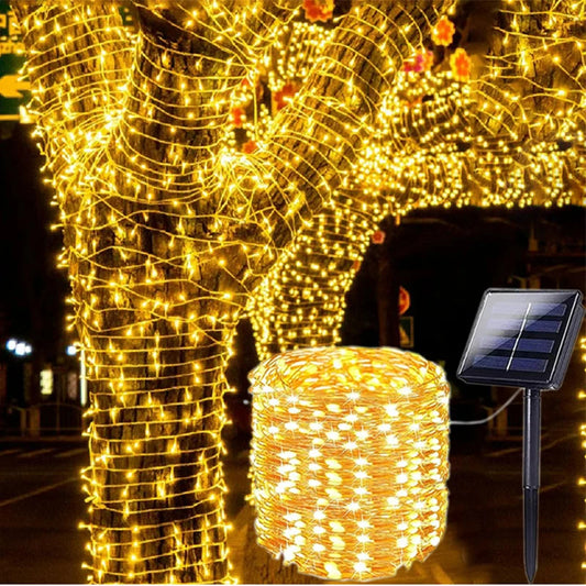 שרשרת תאורה סולארית לד 20 מטרים עם 200 נורות LED – חבילה של 2 (40 מטרים סך הכל)🌟☀️